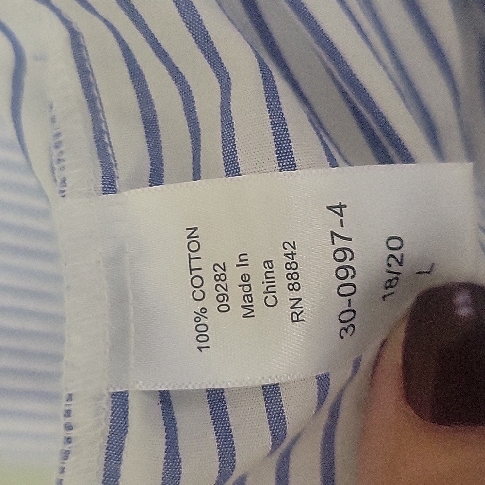 Blue Striped Women Shirt with Embroidery - Picture 5 of 6